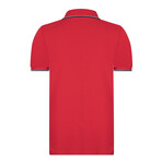 Striped Collar Short Sleeve Polo Shirt // Red (2XL)