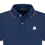 Striped Collar Short Sleeve Polo Shirt // Navy (M)