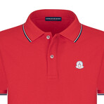 Striped Collar Short Sleeve Polo Shirt // Red (2XL)