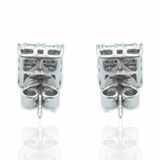 18K White Gold Diamond Stud Earrings I // New
