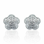 14K White Gold Diamond Earrings // New