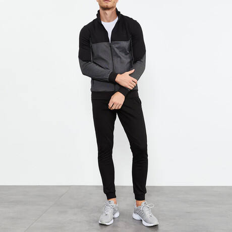 High Collar Tracksuit // 2-Piece Set // Black (S)