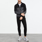 High Collar Tracksuit // 2-Piece Set // Black (2XL)