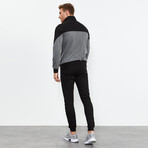 High Collar Tracksuit // 2-Piece Set // Gray Melange (M)