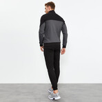 High Collar Tracksuit // 2-Piece Set // Black (2XL)