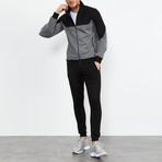 High Collar Tracksuit // 2-Piece Set // Gray Melange (M)