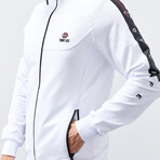 Standard Fit Tracksuit // Ribbon Print Detail // 2-Piece Set // White (S)