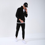 Standard Fit Tracksuit // Letter Printed // 2-Piece Set // Black (2XL)