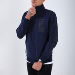 Standard Fit Tracksuit // Letter Printed // 2-Piece Set // Indigo (2XL)