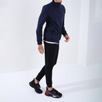 Standard Fit Tracksuit // Letter Printed // 2-Piece Set // Indigo (2XL)