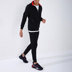 Standard Fit Tracksuit // Ribbon Print Detail // 2-Piece Set // Navy Blue (2XL)