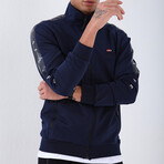 Standard Fit Tracksuit // Ribbon Print Detail // 2-Piece Set // Indigo (L)