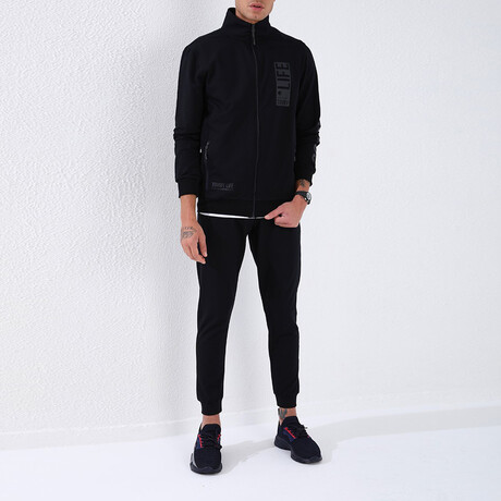 Standard Fit Tracksuit // Letter Printed // 2-Piece Set // Navy Blue (S)