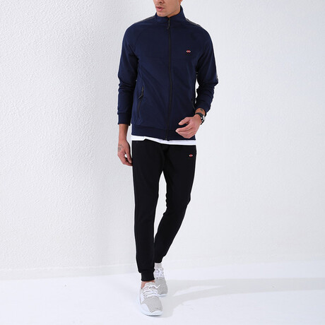 Standard Fit Tracksuit // Ribbon Print Detail // 2-Piece Set // Indigo (S)