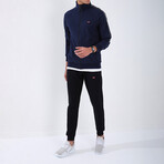 Standard Fit Tracksuit // Ribbon Print Detail // 2-Piece Set // Indigo (L)