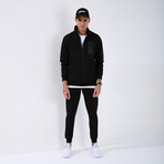 Standard Fit Tracksuit // Letter Printed // 2-Piece Set // Black (2XL)