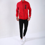 Standard Fit Tracksuit // Letter Printed // 2-Piece Set // Red (M)