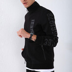 Standard Fit Tracksuit // Letter Printed // 2-Piece Set // Black (2XL)