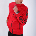 Standard Fit Tracksuit // Letter Printed // 2-Piece Set // Red (M)