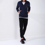 Standard Fit Tracksuit // Letter Printed // 2-Piece Set // Indigo (2XL)