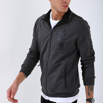 Standard Fit Tracksuit // Letter Printed // 2-Piece Set // Anthracite Melange (XL)