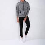 Standard Fit Tracksuit // Ribbon Print Detail // 2-Piece Set // Gray Melange (2XL)