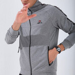 Standard Fit Tracksuit // Ribbon Print Detail // 2-Piece Set // Gray Melange (2XL)