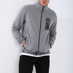 Standard Fit Tracksuit // Letter Printed // 2-Piece Set // Gray Melange (2XL)