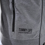 Standard Fit Tracksuit // Letter Printed // 2-Piece Set // Gray Melange (2XL)