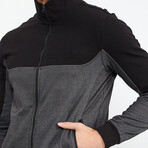 High Collar Tracksuit // 2-Piece Set // Black (2XL)