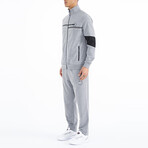 Color Block Zipper Tracksuit // 2-Piece Set // Gray Melange (2XL)