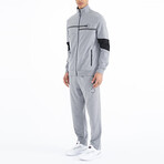 Color Block Zipper Tracksuit // 2-Piece Set // Gray Melange (2XL)