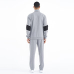 Color Block Zipper Tracksuit // 2-Piece Set // Gray Melange (2XL)