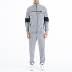 Color Block Zipper Tracksuit // 2-Piece Set // Gray Melange (2XL)