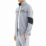 Color Block Zipper Tracksuit // 2-Piece Set // Gray Melange (2XL)