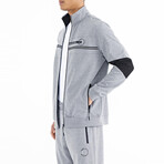 Color Block Zipper Tracksuit // 2-Piece Set // Gray Melange (2XL)
