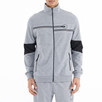 Color Block Zipper Tracksuit // 2-Piece Set // Gray Melange (2XL)