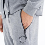 Color Block Zipper Tracksuit // 2-Piece Set // Gray Melange (2XL)