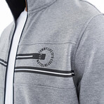 Color Block Zipper Tracksuit // 2-Piece Set // Gray Melange (2XL)