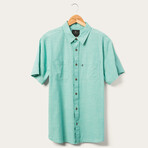 Hughes Short Sleeve Button Up Shirt // Dusty Turquoise (M)