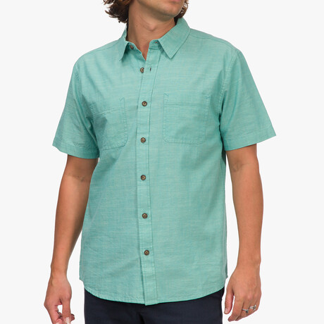 Hughes Short Sleeve Button Up Shirt // Dusty Turquoise (S)