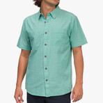 Hughes Short Sleeve Button Up Shirt // Dusty Turquoise (M)
