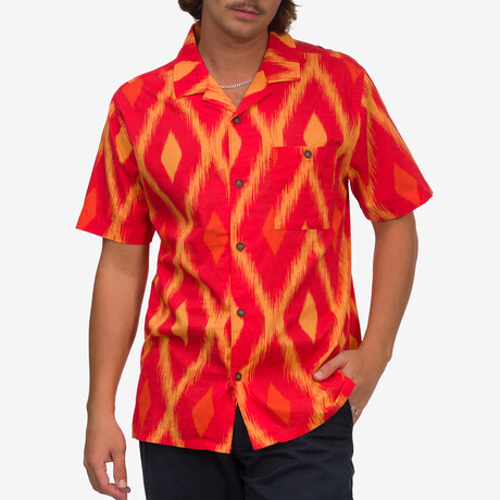 Martel Short Sleeve Button Up Shirt // Aurora Red (S)