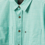 Hughes Short Sleeve Button Up Shirt // Dusty Turquoise (M)