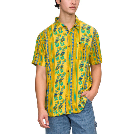 Felix Short Sleeve Button Up Shirt // Misted Yellow (S)