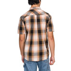 Concho Short Sleeve Button Up Shirt // Iced Coffee (L)