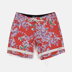 Isle Floral Trim Trunk // Red (XS)