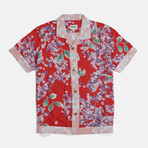 Isle Floral Cuban Short Sleeve Shirt // Red (M)