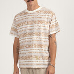 Isle Floral Stripe Short Sleeve T-Shirt // Natural (L)