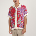 Isle Floral Cuban Short Sleeve Shirt // Red (XL)